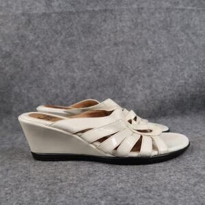 Sofft Shoes Womens 7.5 Fashion Sandals Slip On Wedge Open Toe Patent Leather